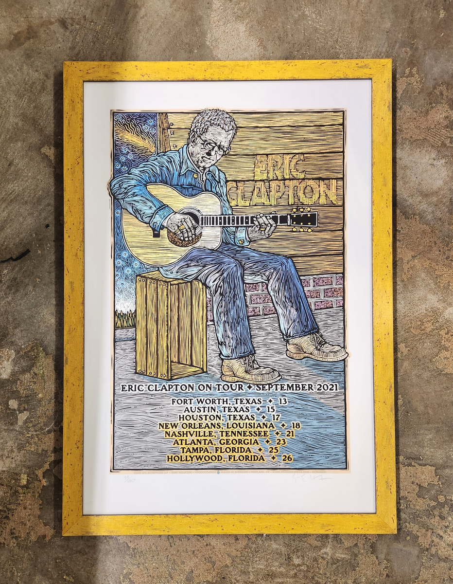 Framed concert poster with UV-protective glazing